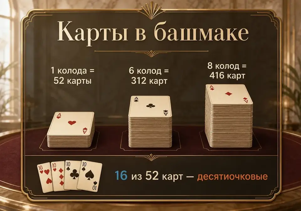 Инфографика: башмак дилера и количество карт в нём