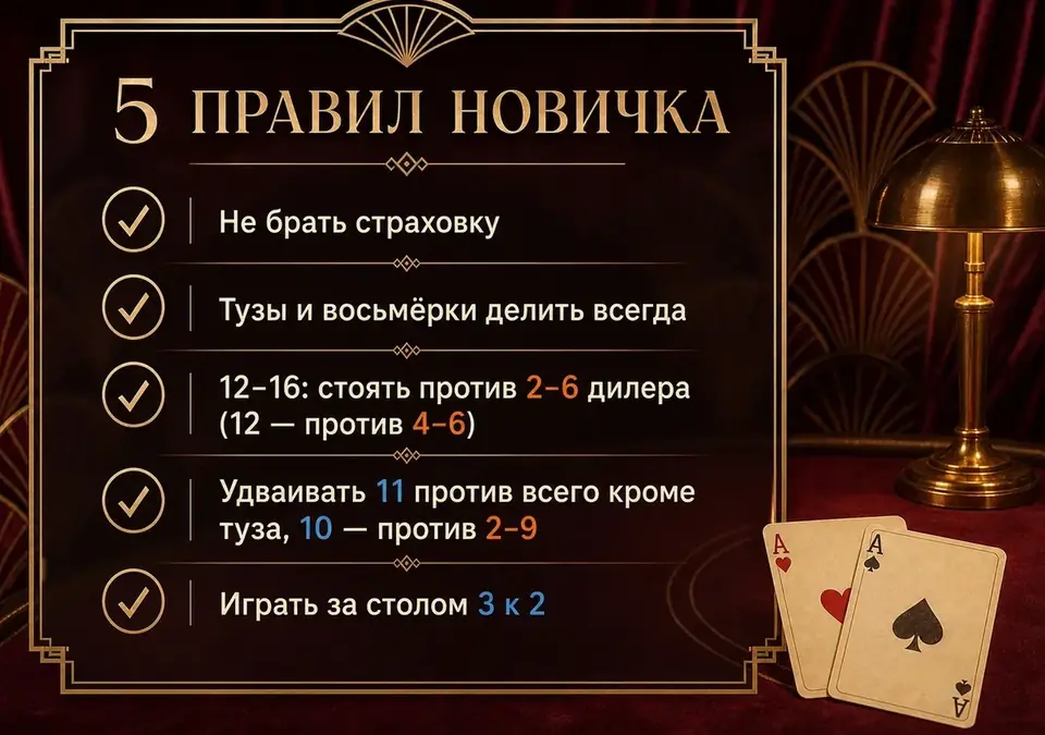 Инфографика: новичку в блэкджеке — 5 правил, с которых стоит начать