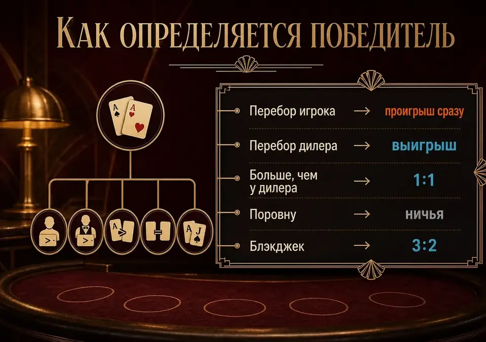 Инфографика: правила, по которым решается исход каждой раздачи