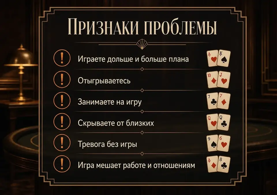 Тревожные признаки проблемной игры, собранные на одной инфографике