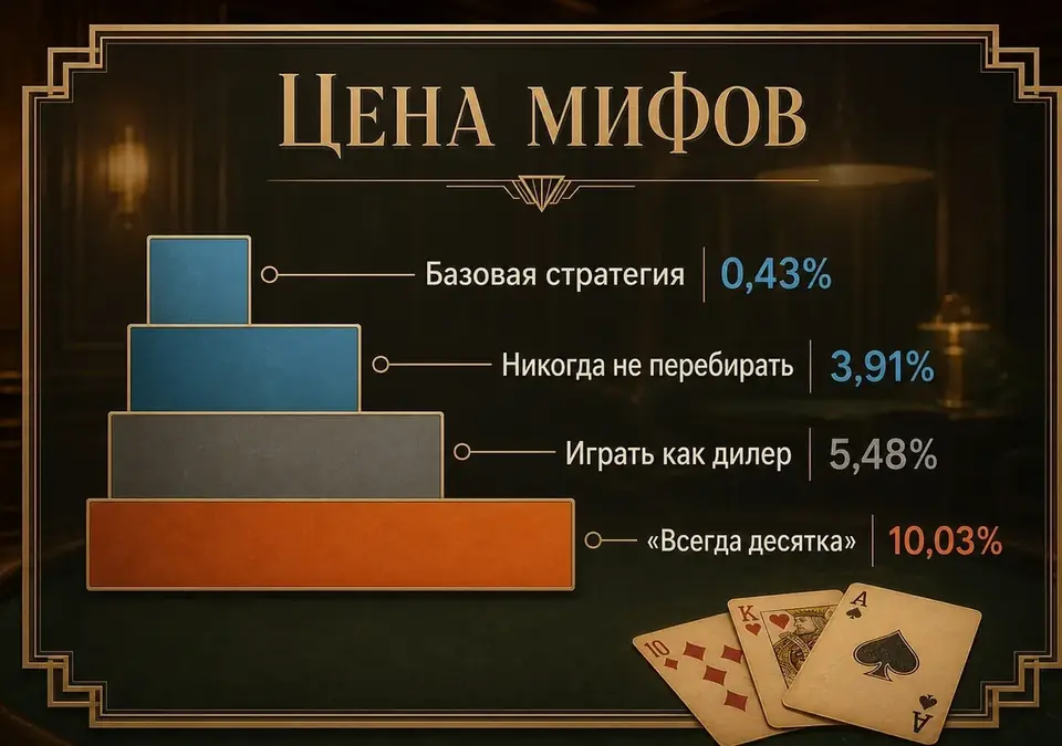 Цена мифов в цифрах: на сколько самодельные стратегии поднимают преимущество казино